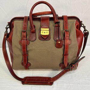 Holland Brother Leather & Canvas Duffel Travel Weekender Bag, Safari, Luggage